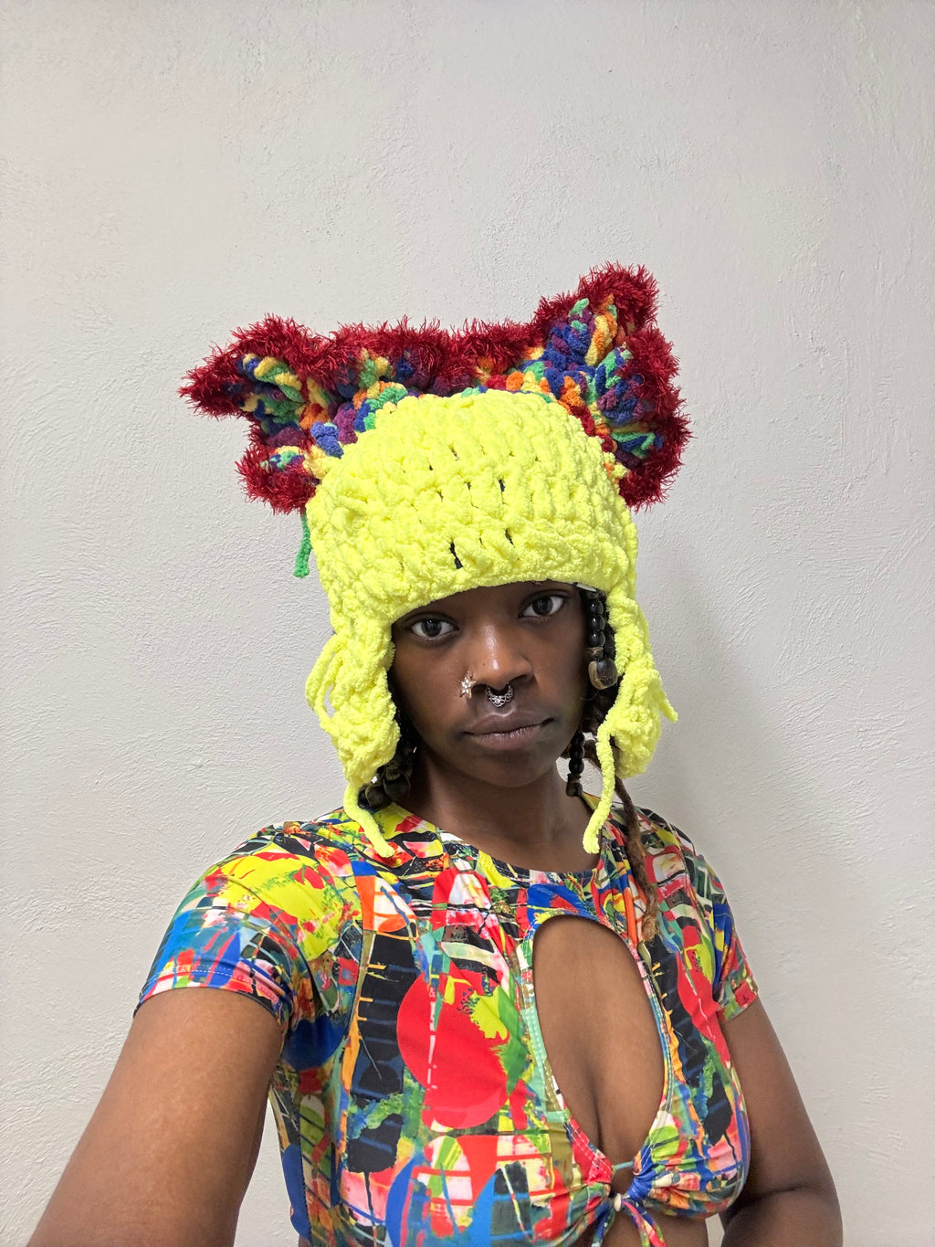Crochet Neon Cat Hat