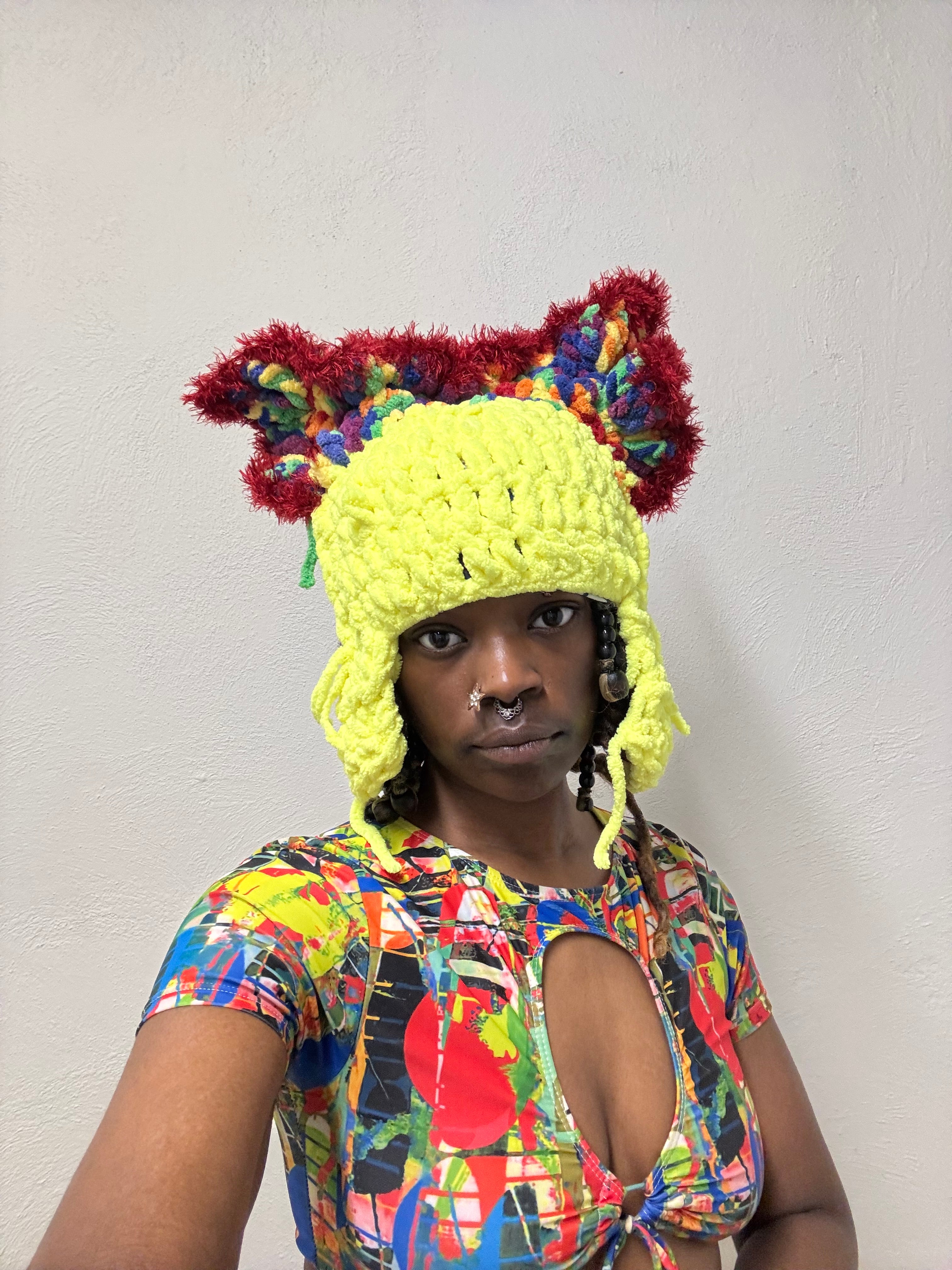Crochet Neon Cat Hat