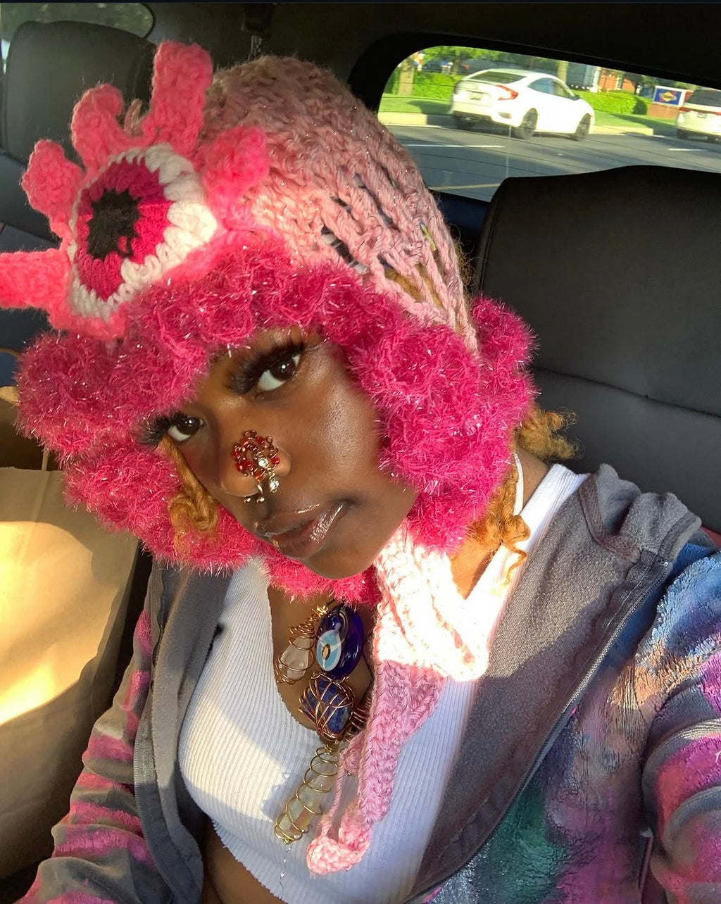Pink Fishnet Balaclava