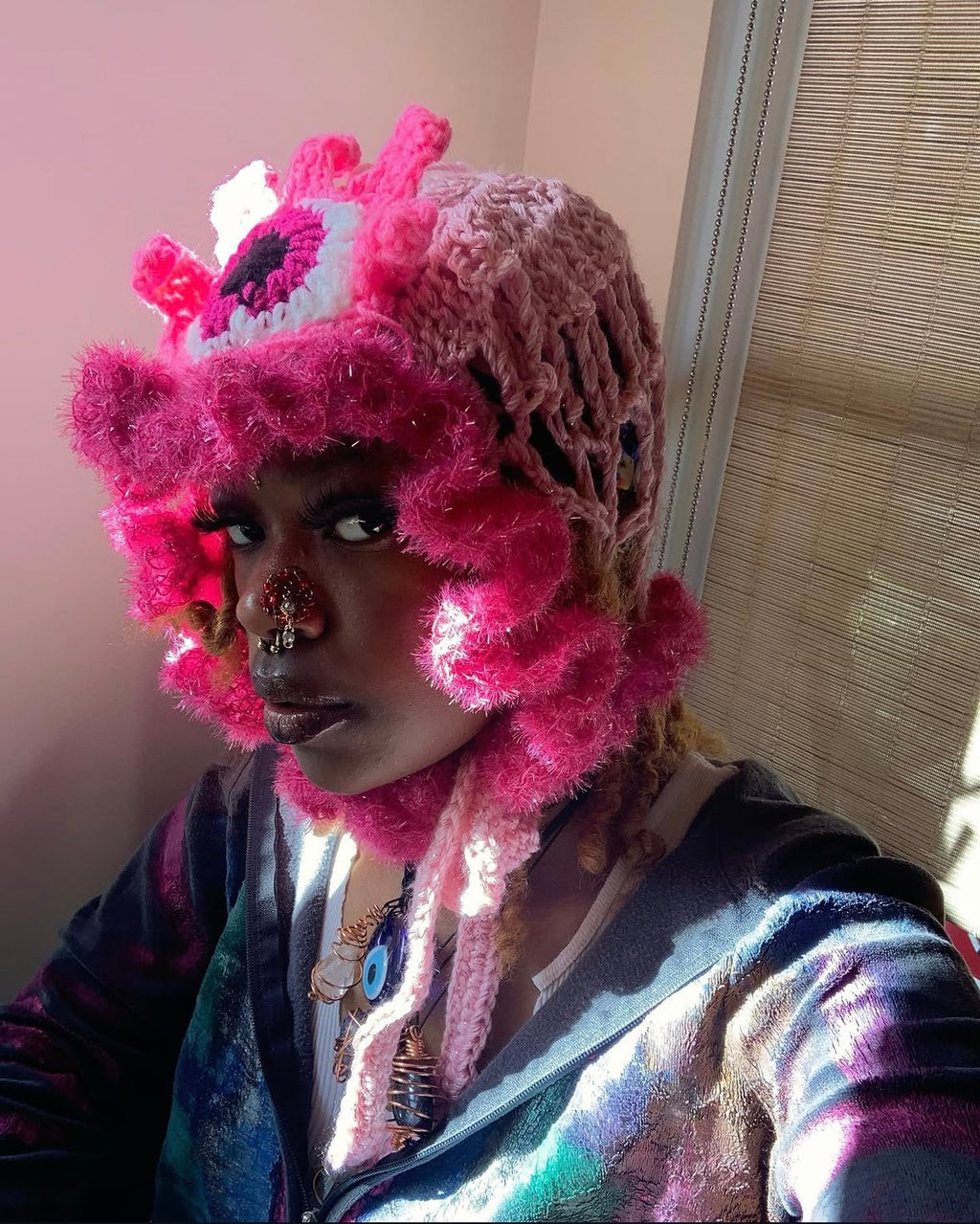 Pink Fishnet Balaclava