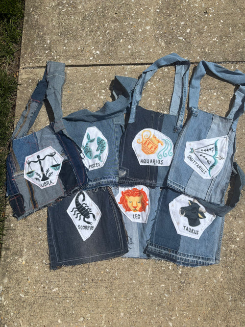 Aquarius Denim Tote Bag